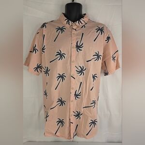 No Boundries Men's Palm Tree Print Shirt Pink Size 2XL CD1541
